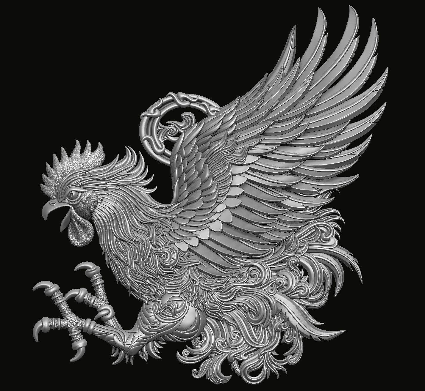 Rooster Pendant 3D print model_2