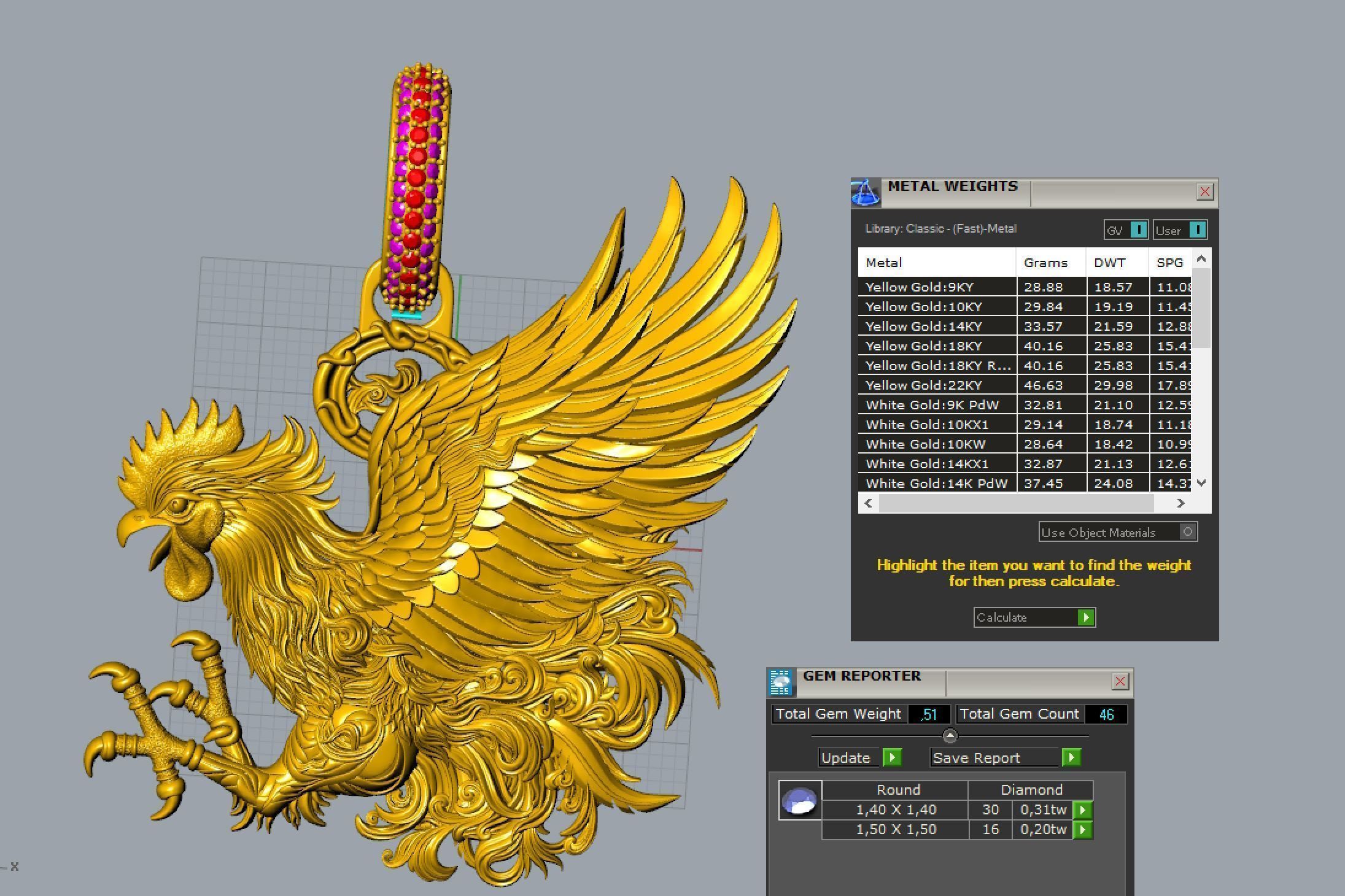 Rooster Pendant 3D print model_8