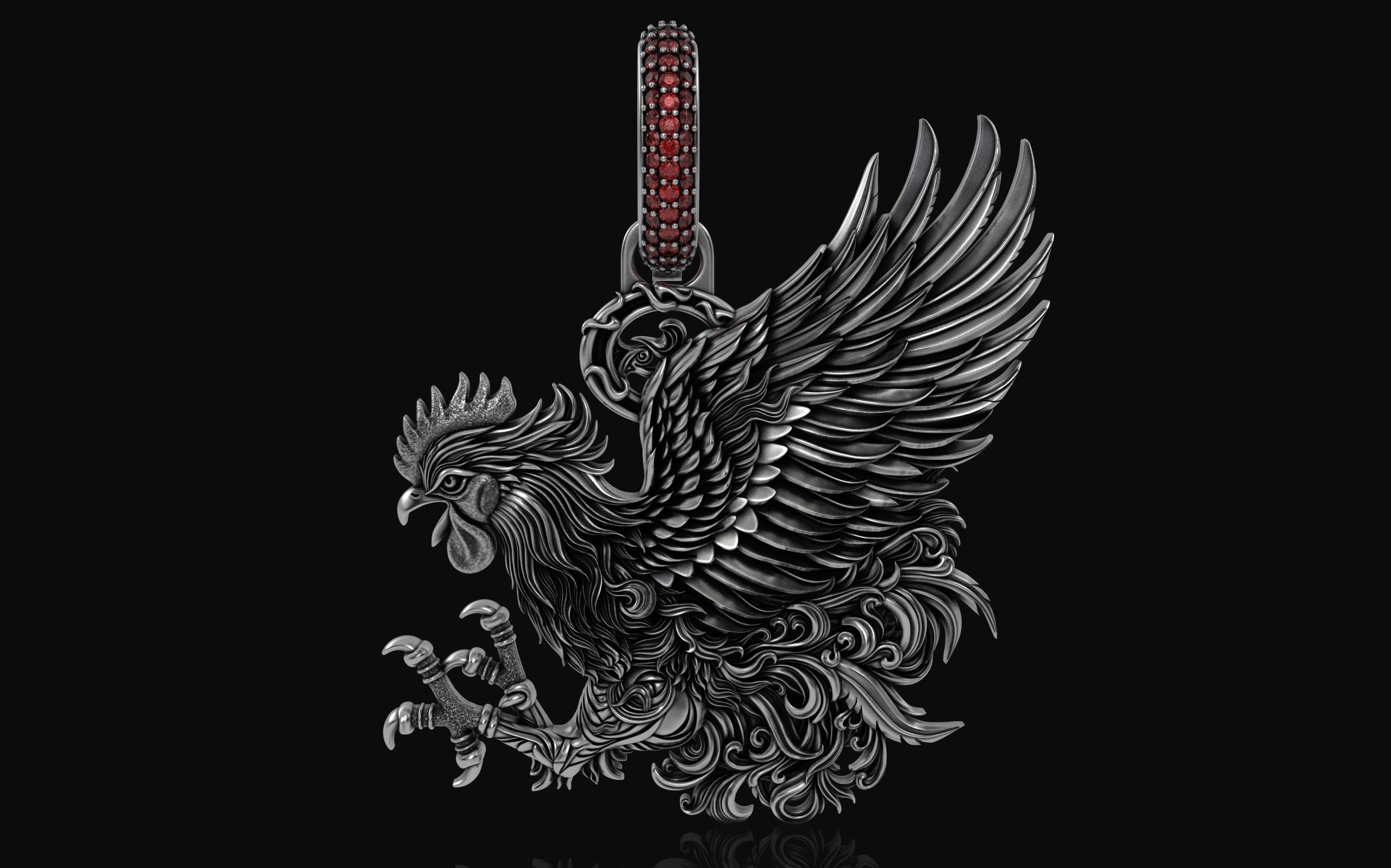 Rooster Pendant 3D print model_1