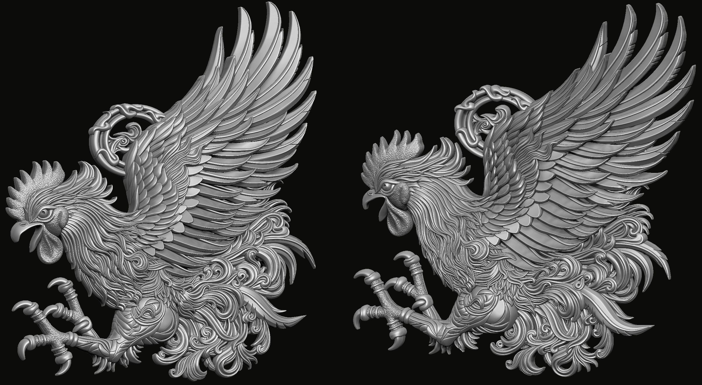 Rooster Pendant 3D print model_3