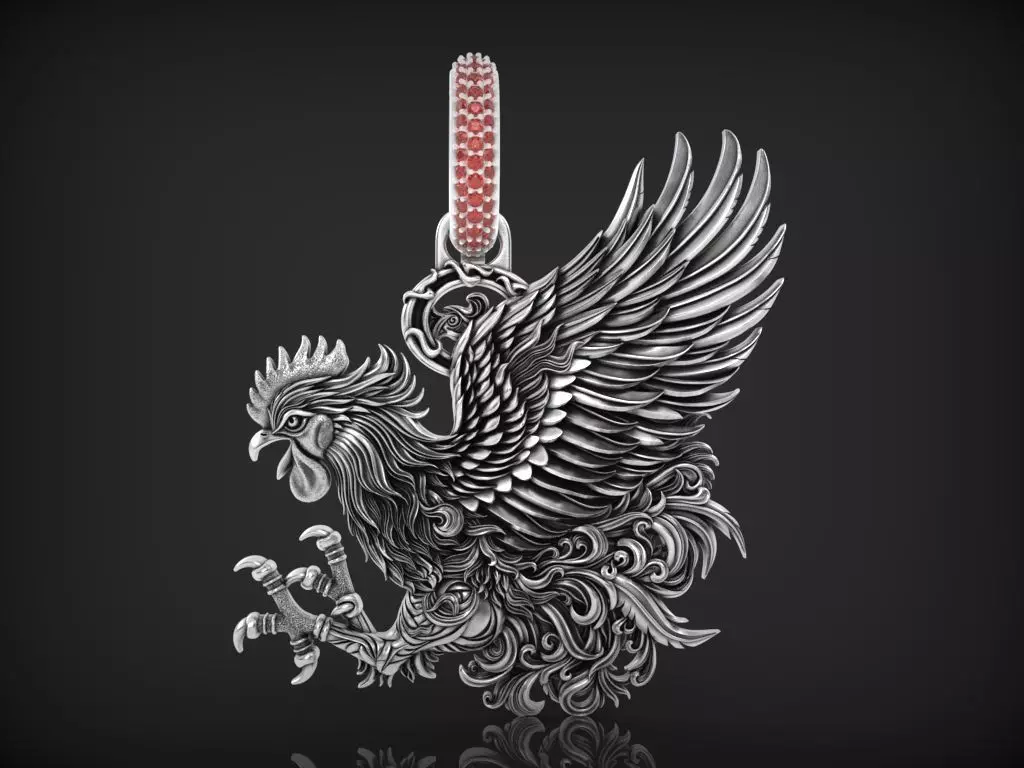 Rooster Pendant 3D print model_0