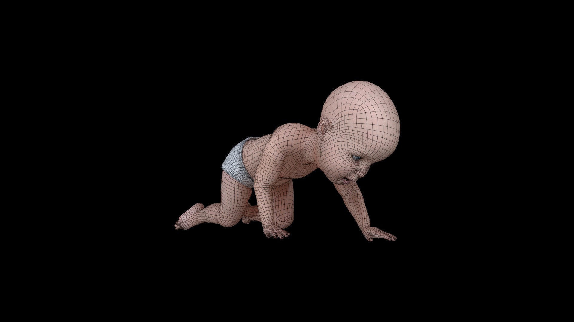 BABY02 Crawling Animation 3D model_3