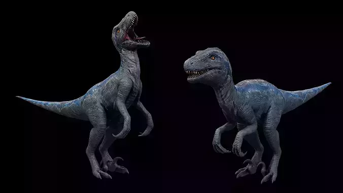 Blue Raptor - Velociraptor  Low-poly 3D model