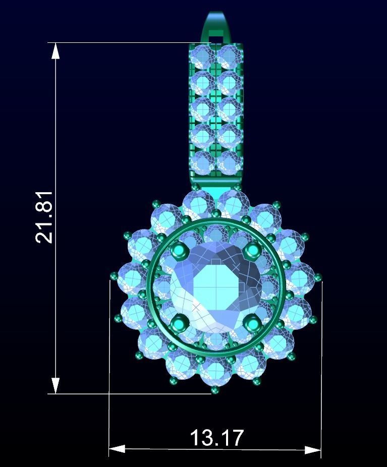 Diamond Halo Dangle Earrings 3D print model_2