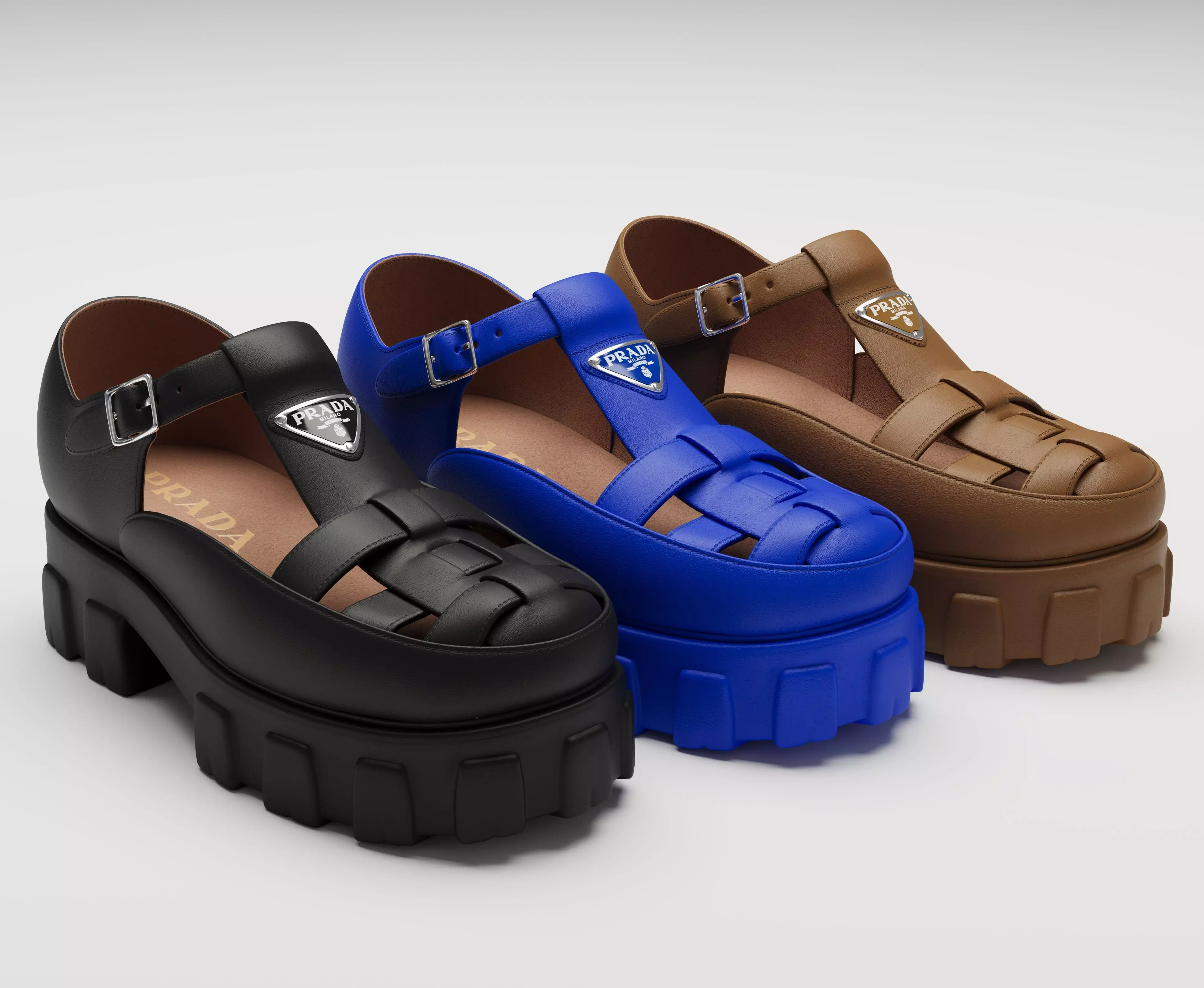 Chunky Sandals Prada collection set Low-poly 3D model