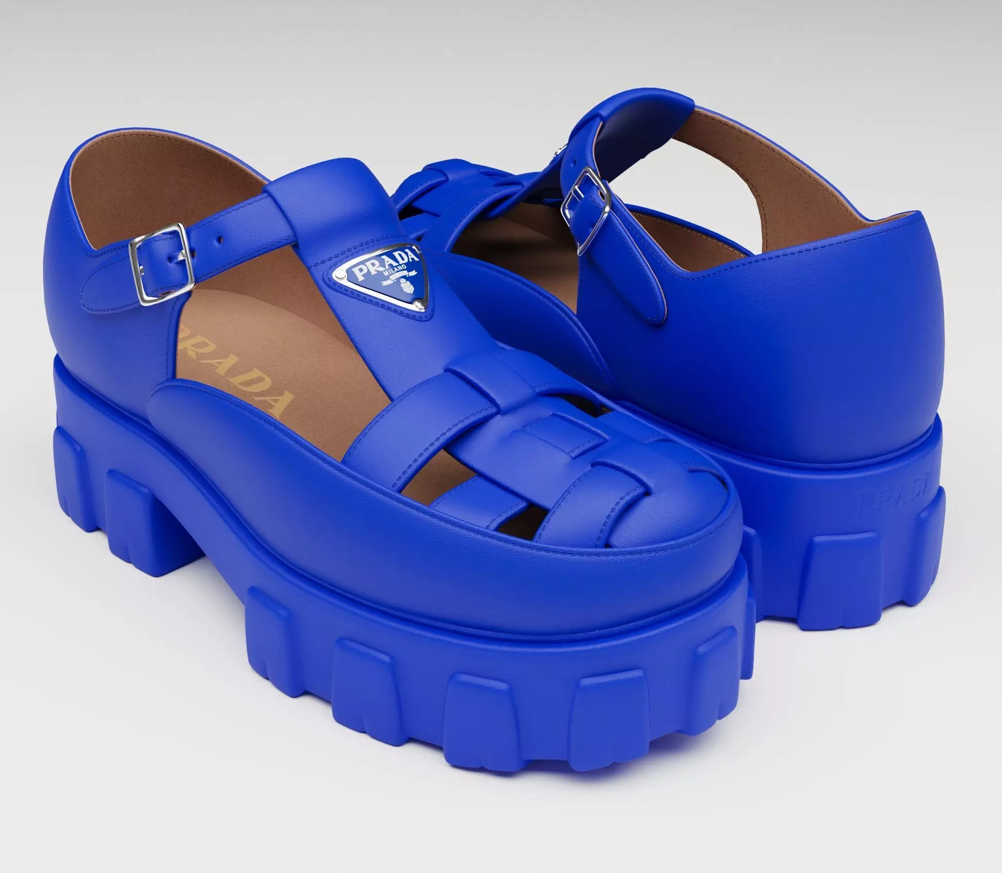 Chunky Sandals Prada Blue Low-poly 3D model