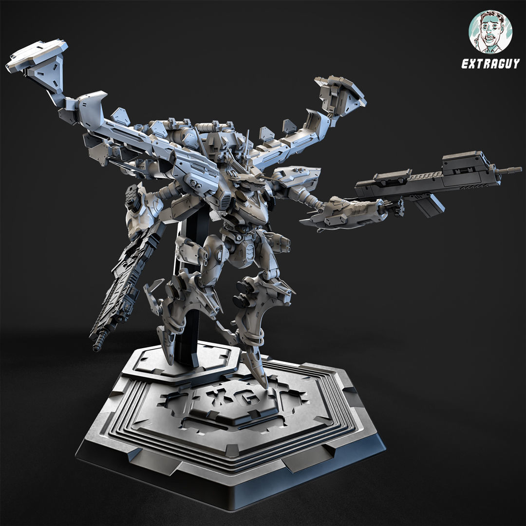 White Sparkle Mech 100mm 3D print model_1