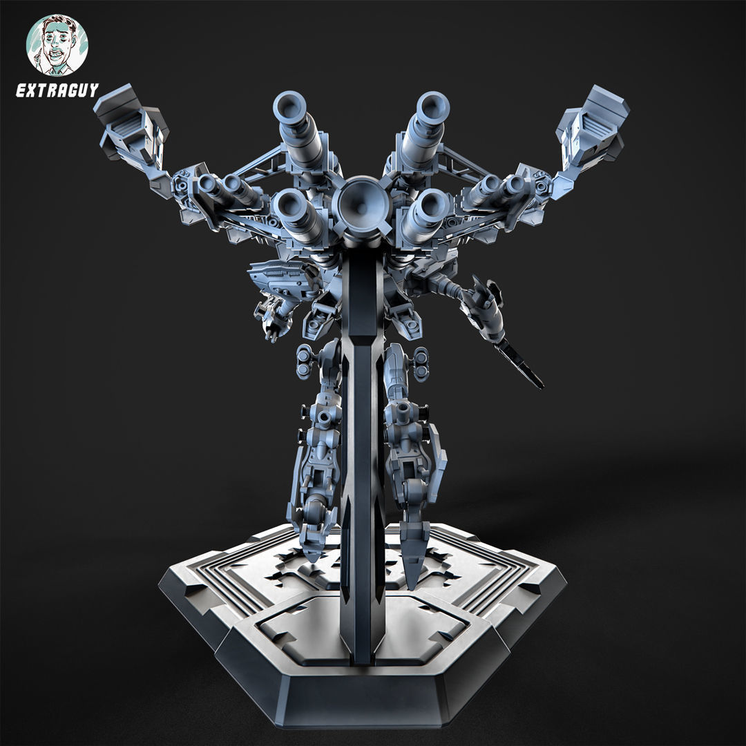 White Sparkle Mech 100mm 3D print model_7