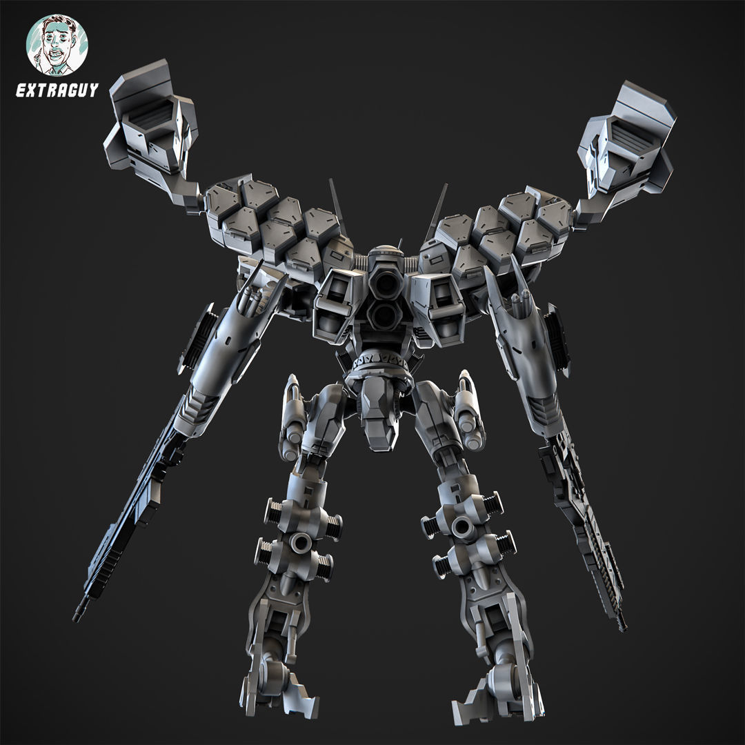 White Sparkle Mech 100mm 3D print model_6