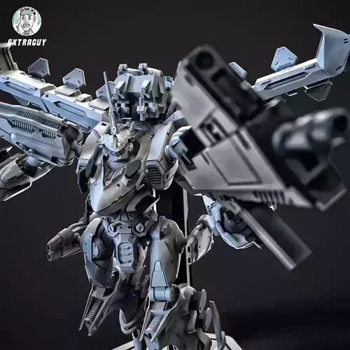 White Sparkle Mech 100mm 3D print model