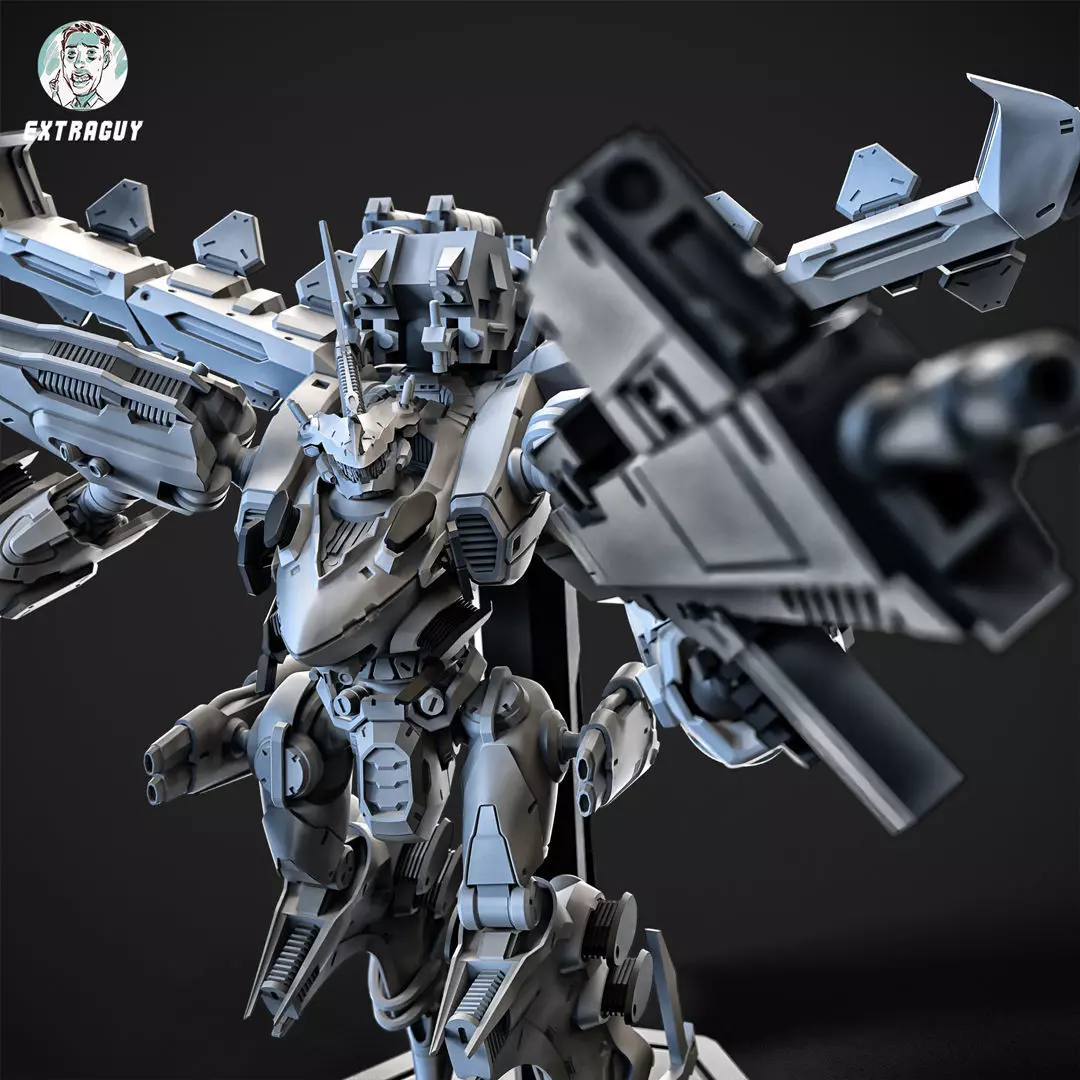 White Sparkle Mech 100mm 3D print model_0