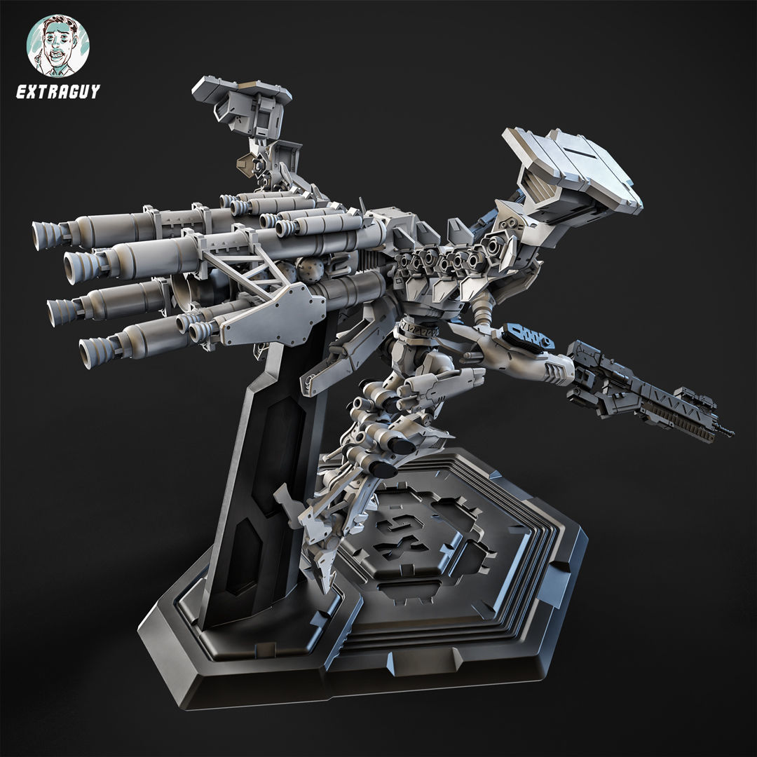 White Sparkle Mech 100mm 3D print model_2