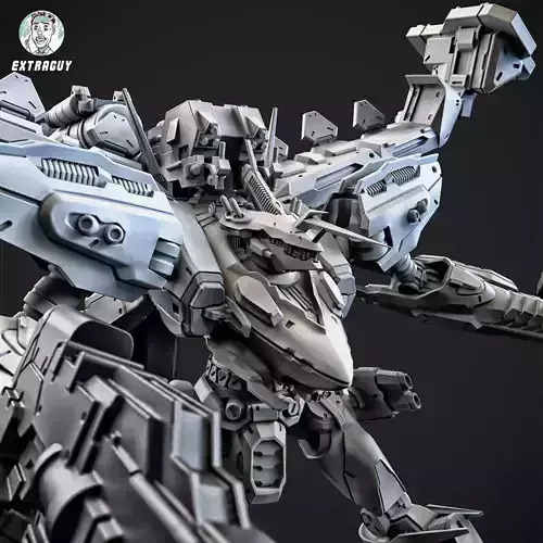 White Sparkle Mech 75mm 3D print model