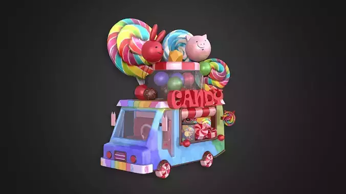 Asset - Cartoons - Food Car - Candy 3D model