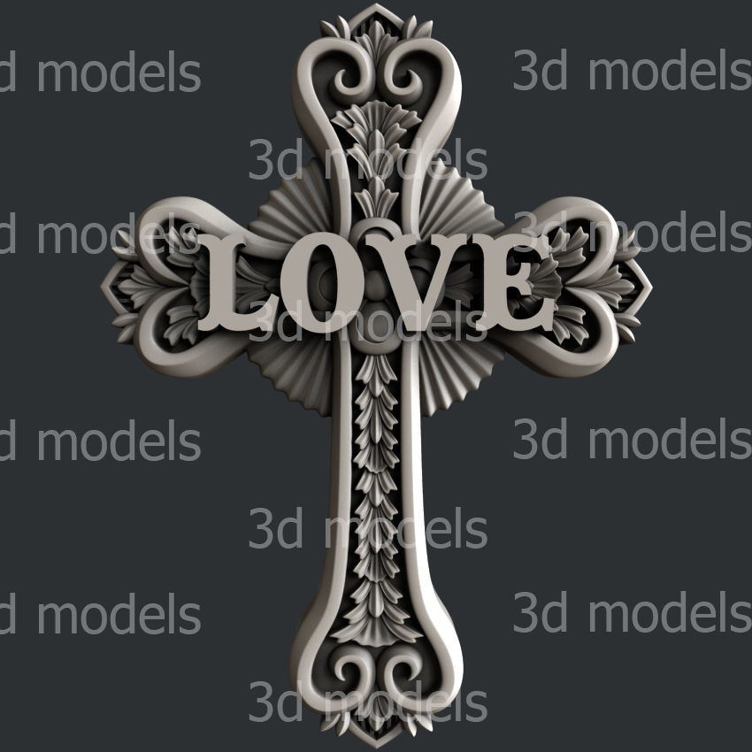 3d STL models for CNC router or 3dprinter Cross 25 hopelovefaith 3D model_8