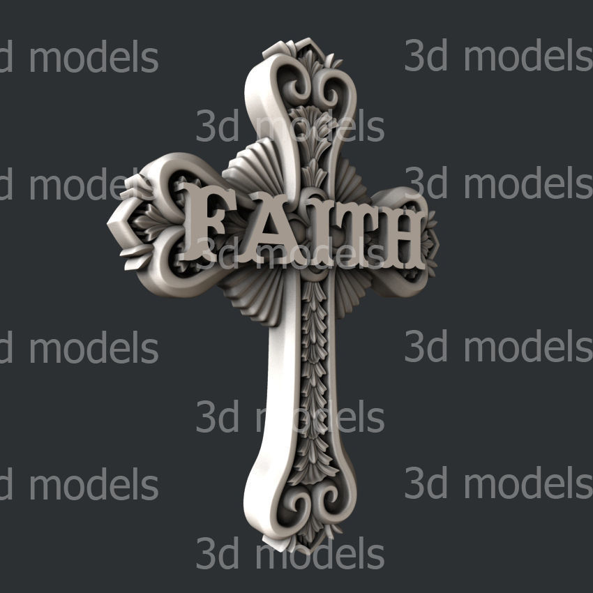 3d STL models for CNC router or 3dprinter Cross 25 hopelovefaith 3D model_3