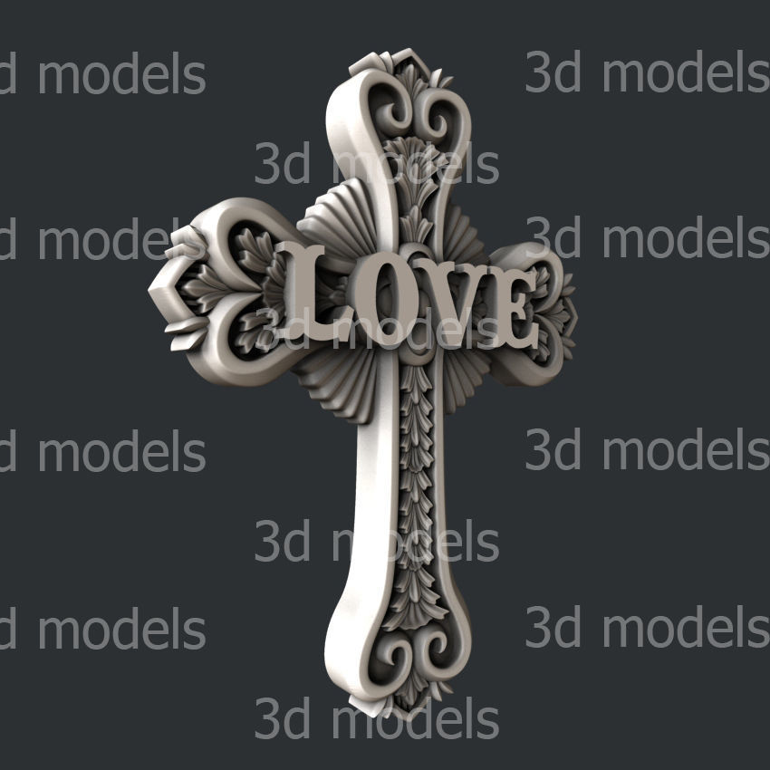 3d STL models for CNC router or 3dprinter Cross 25 hopelovefaith 3D model_7