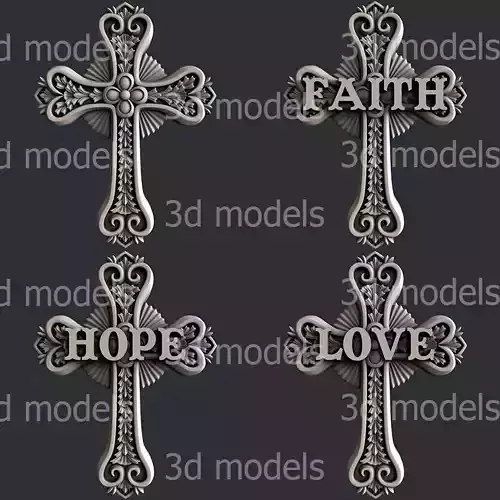 3d STL models for CNC router or 3dprinter Cross 25 hopelovefaith