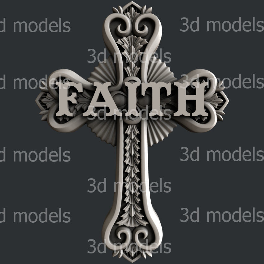 3d STL models for CNC router or 3dprinter Cross 25 hopelovefaith 3D model_4