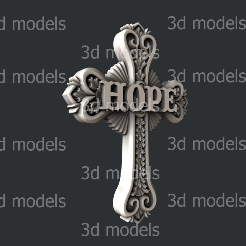 3d STL models for CNC router or 3dprinter Cross 25 hopelovefaith 3D model_5