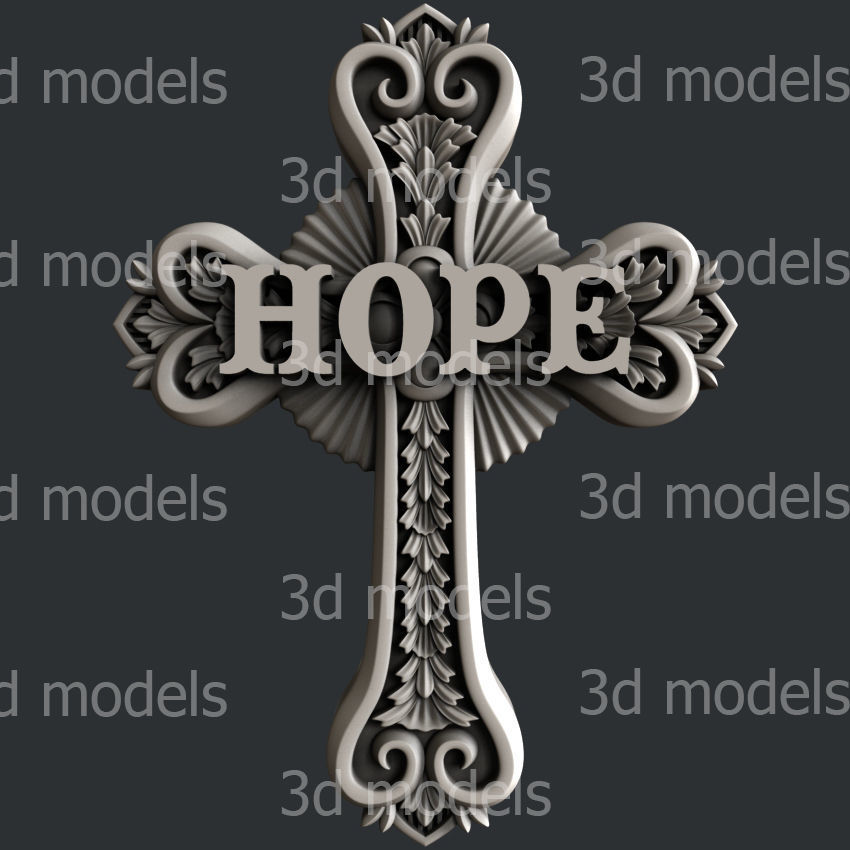 3d STL models for CNC router or 3dprinter Cross 25 hopelovefaith 3D model_6
