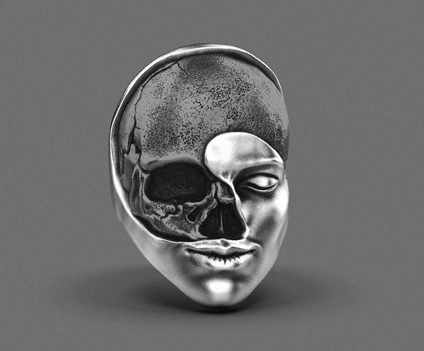 Ring woman face with skull