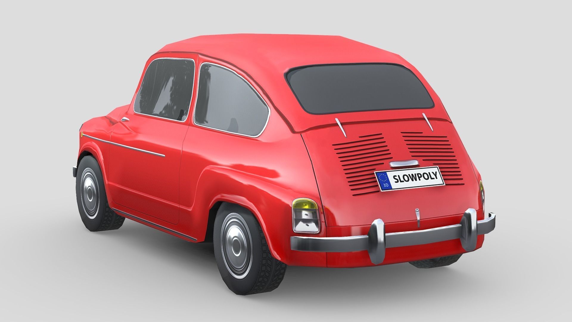 Fiat 600D 1965 Low-poly 3D model_3