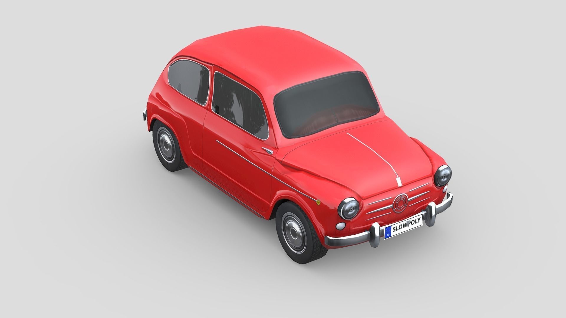 Fiat 600D 1965 Low-poly 3D model_2