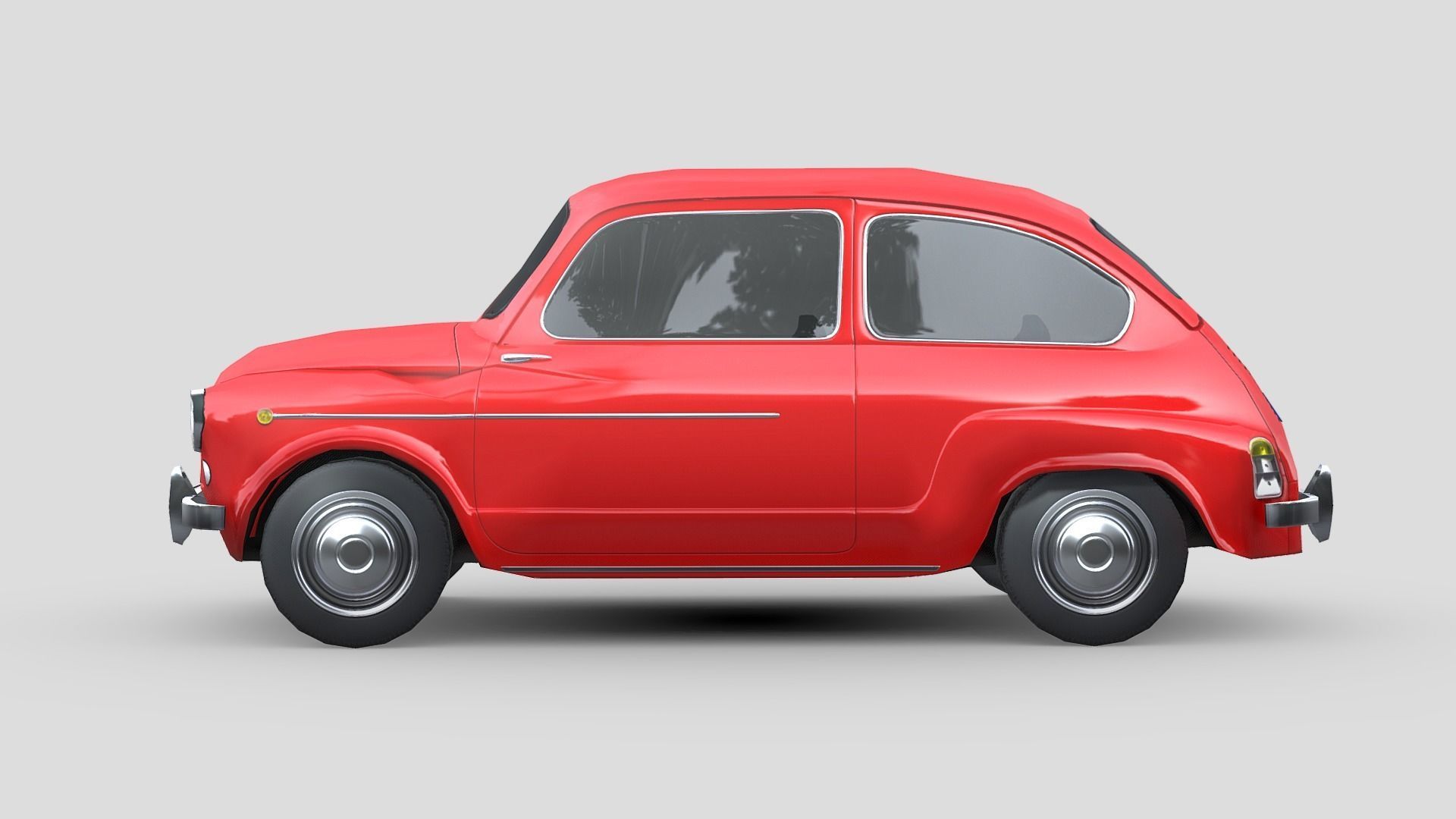 Fiat 600D 1965 Low-poly 3D model_1