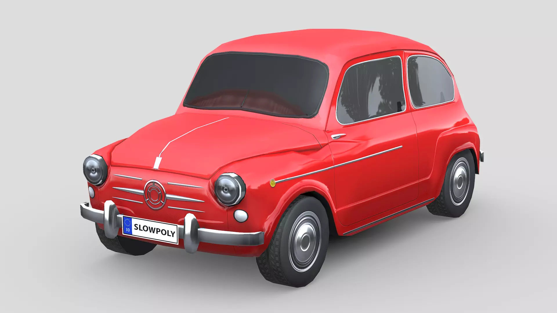 Fiat 600D 1965 Low-poly 3D model_0