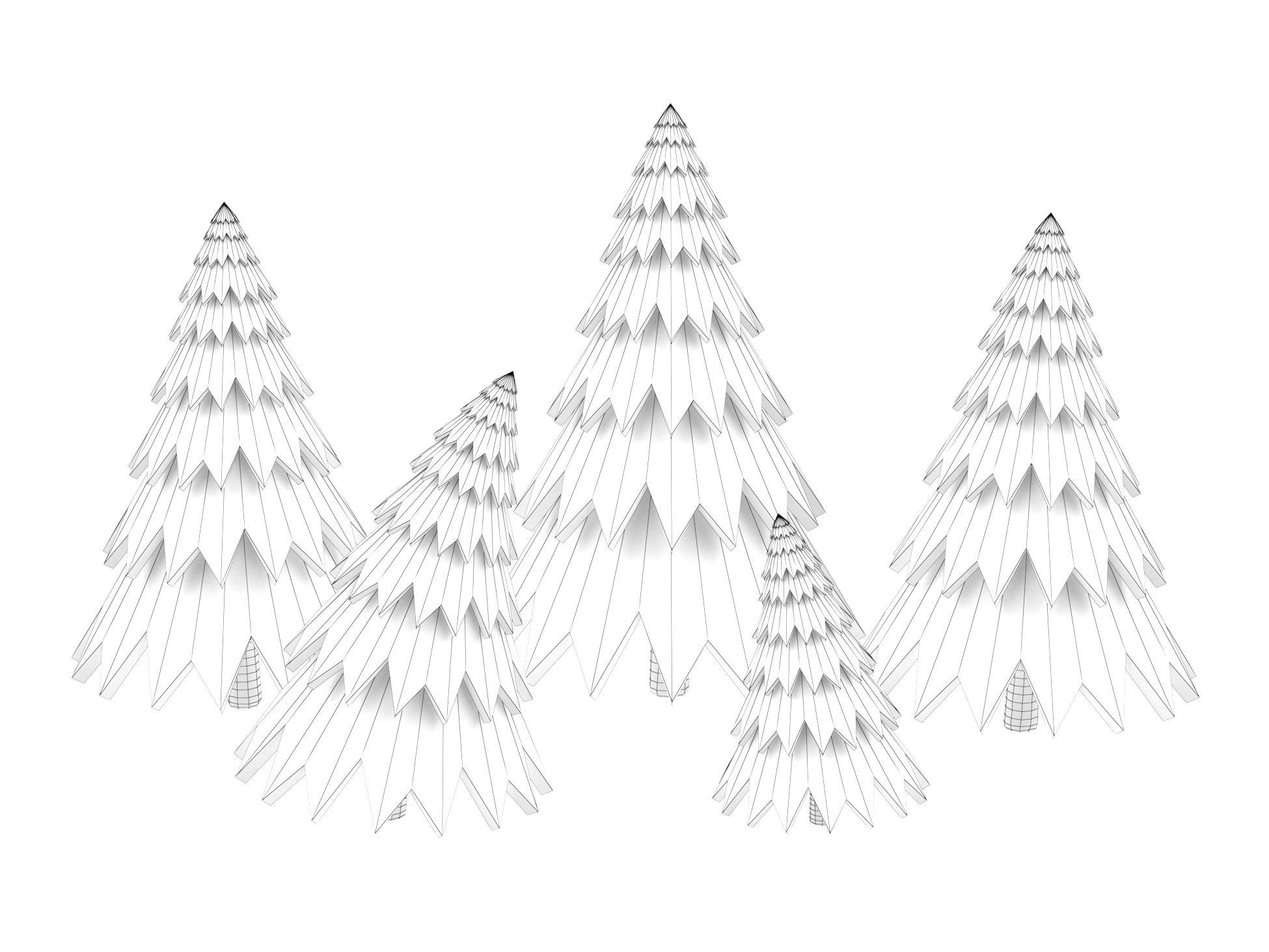 Forest trees Low-poly 3D model_1