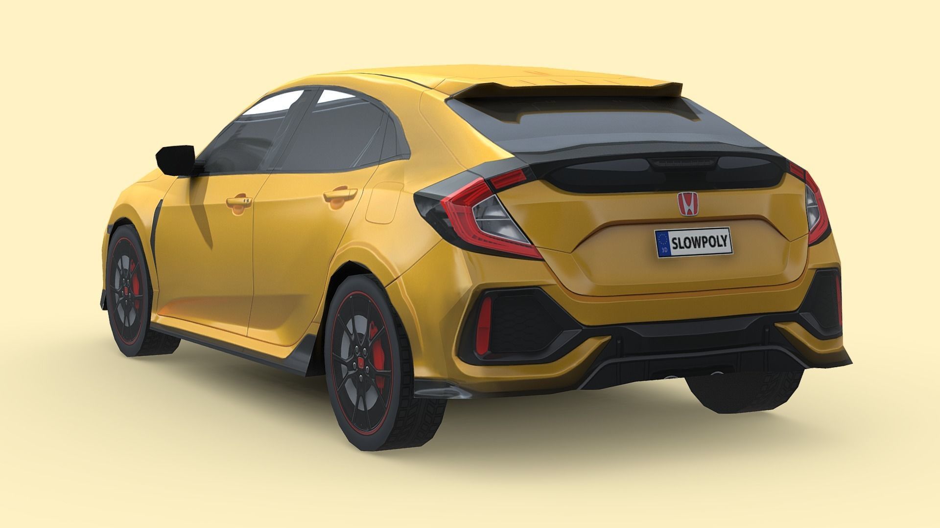 Honda Civic Type R 2018 Low-poly 3D model_1