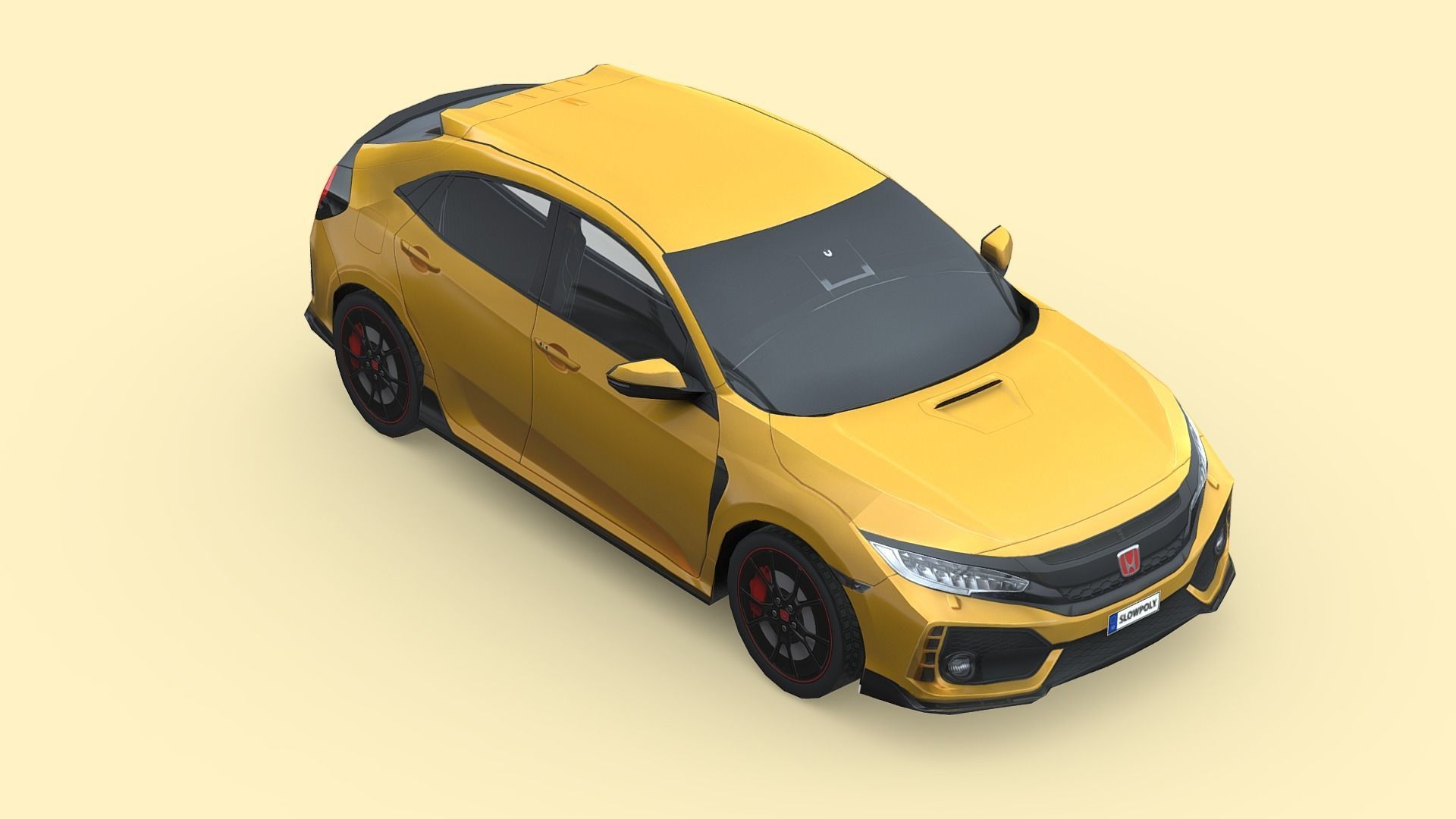 Honda Civic Type R 2018 Low-poly 3D model_3