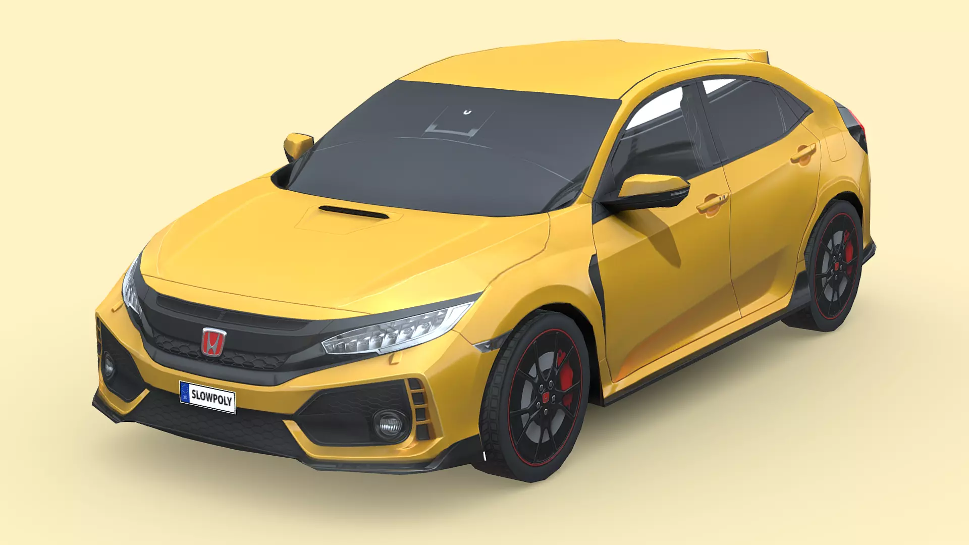 Honda Civic Type R 2018 Low-poly 3D model_0