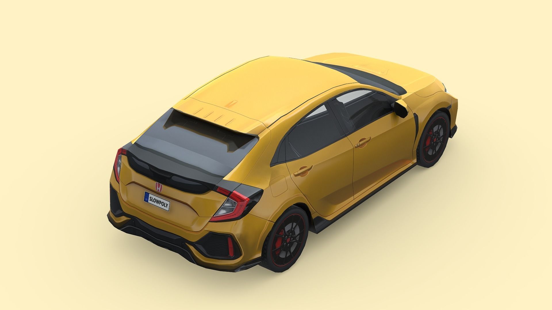 Honda Civic Type R 2018 Low-poly 3D model_4