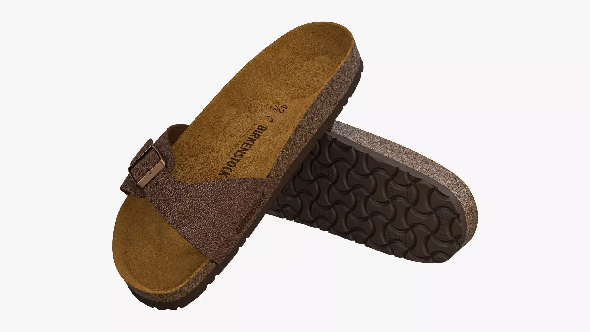 Birkenstock Madrid Brown Leather 3D model_0