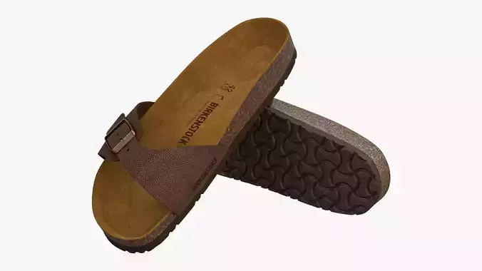 Birkenstock Madrid Brown Leather 3D model