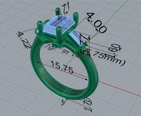 Three Stone Cathedral Setting Ring 4616 3D print model_7