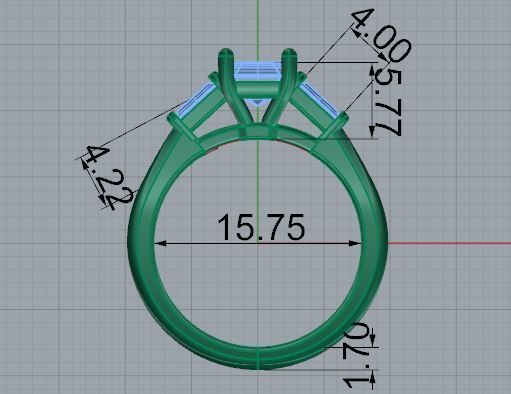 Three Stone Cathedral Setting Ring 4616 3D print model_5