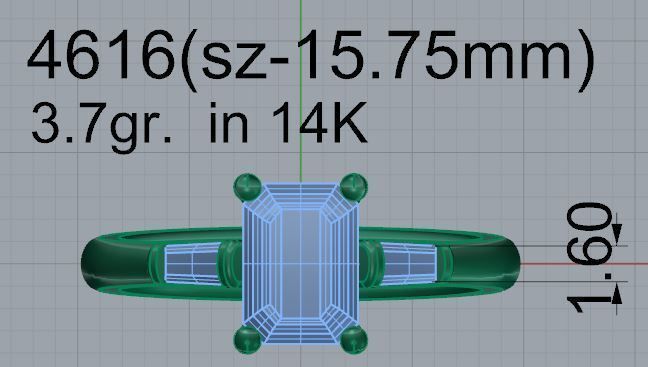 Three Stone Cathedral Setting Ring 4616 3D print model_4