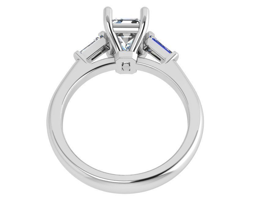 Three Stone Cathedral Setting Ring 4616 3D print model_3