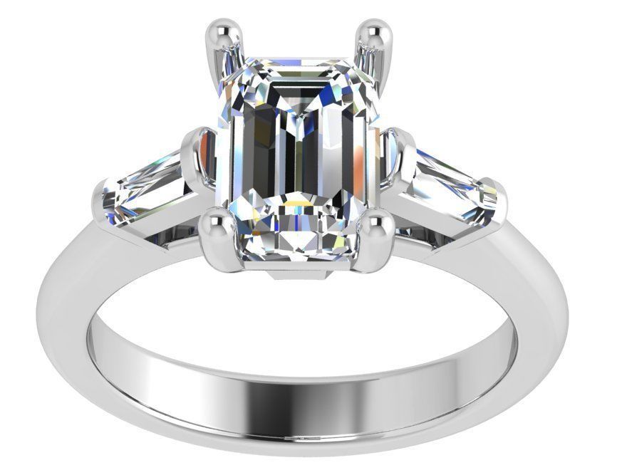 Three Stone Cathedral Setting Ring 4616 3D print model_2