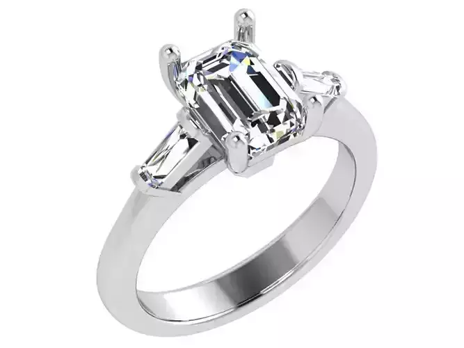 Three Stone Cathedral Setting Ring 4616