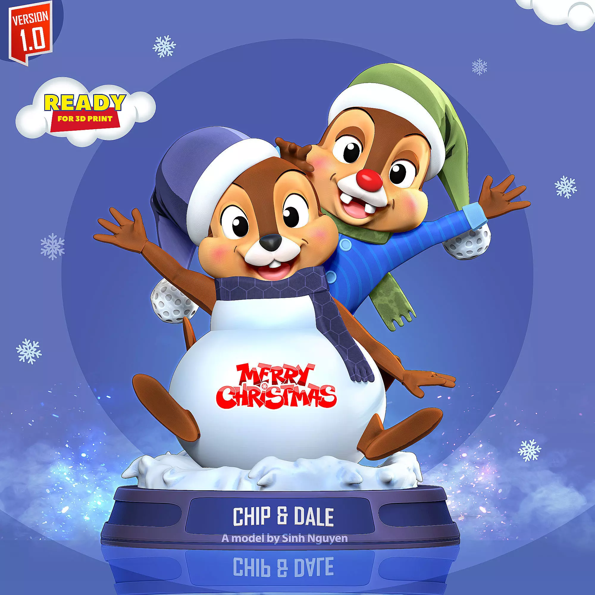 Chip and Dale - Merry Christmas 3D print model_0