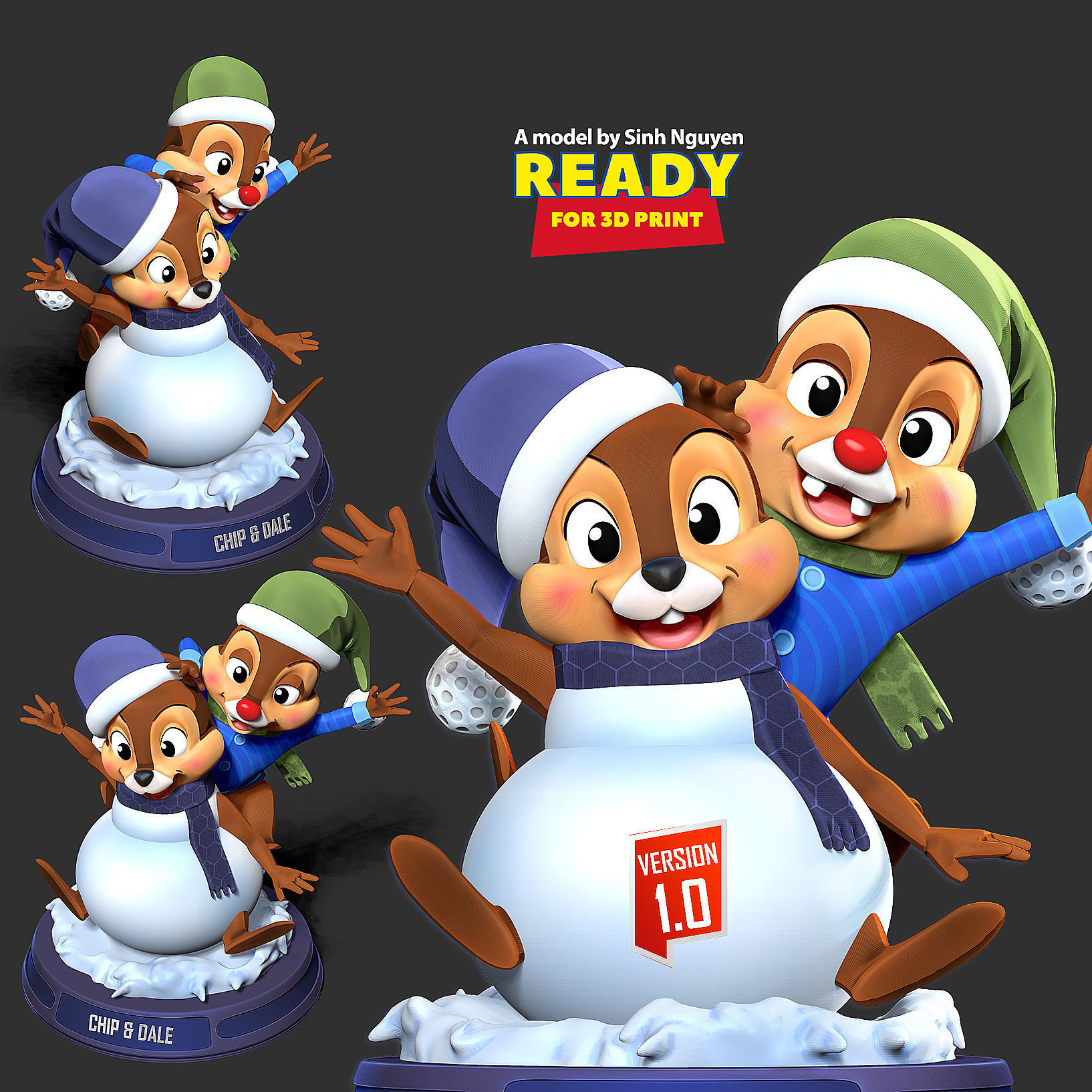 Chip and Dale - Merry Christmas 3D print model_1