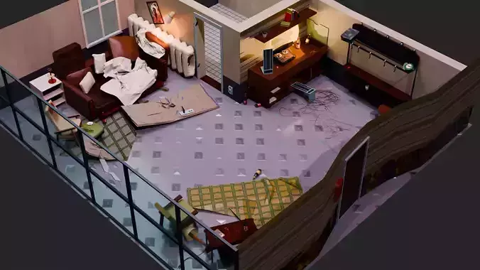 Disco Elysium Hotel Room Free 3D model