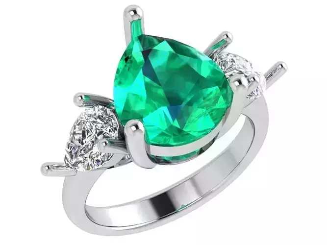 Three Stone Pear Basket Setting Ring 4624 3D print model