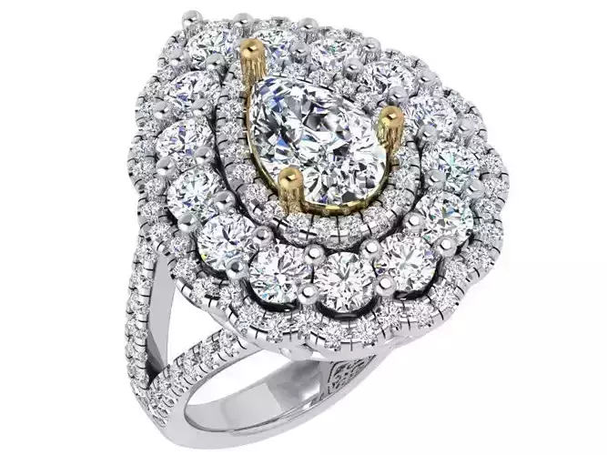 Pear Floral Halo Split Shank Ring 4632