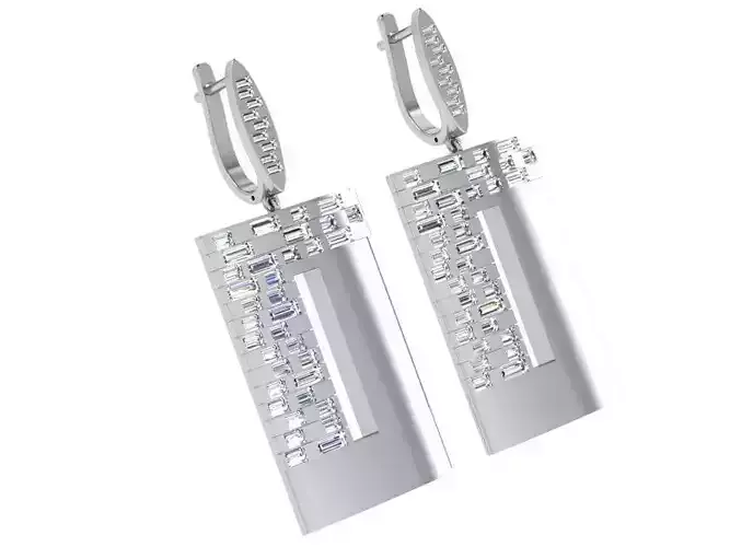 Rectangular Leverback Earring 4644 3D print model