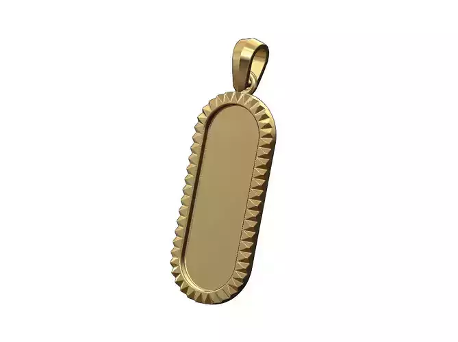 Fluted bezel oblong pendant with bail 3D print model